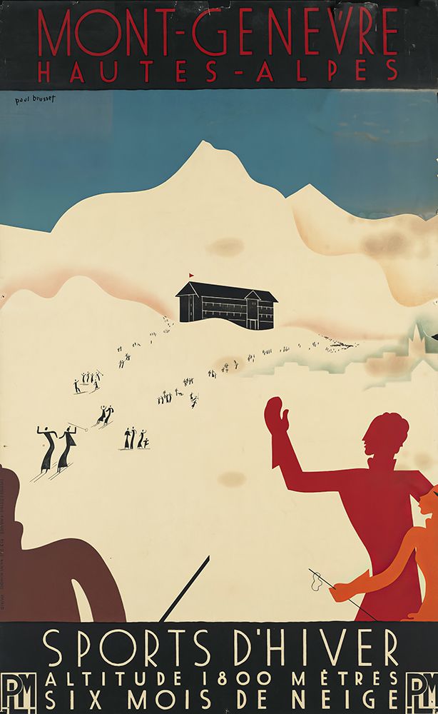 France Mont Genevre Vintage Ski Resort Travel Poster circa 1930 art print by Vintage Travel Poster for $57.95 CAD