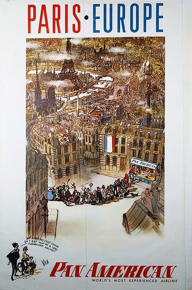 France Paris Vintage Airline Travel Poster art print by Vintage Travel Poster for $57.95 CAD