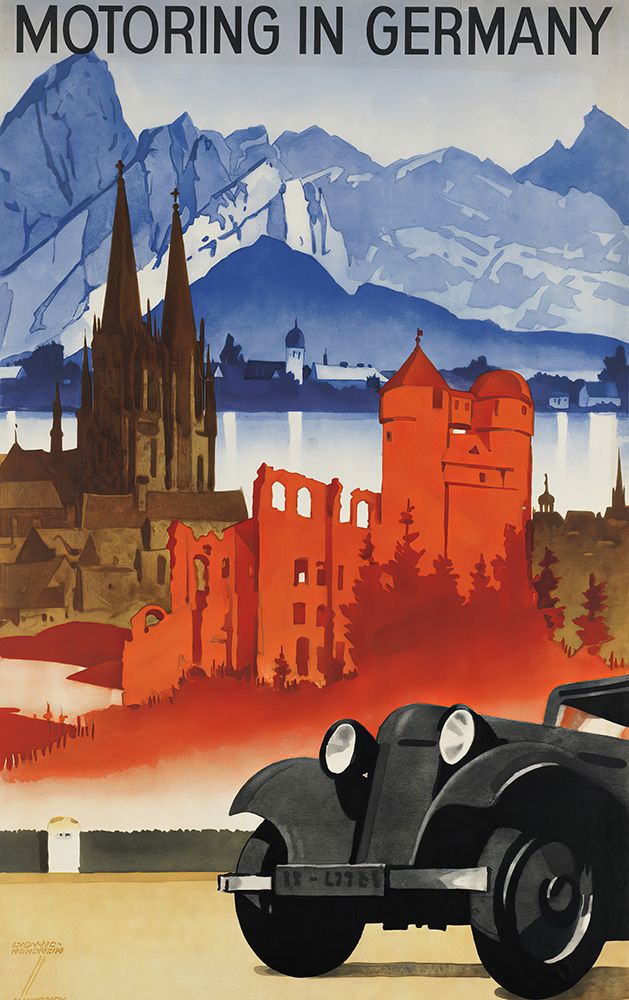Germany Motoring Vintage Travel Poster art print by Vintage Travel Poster for $57.95 CAD