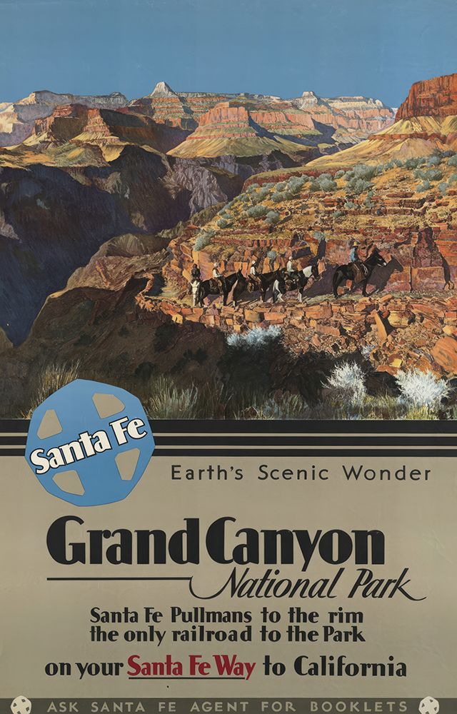 Grand Canyon Santa Fe Railroad Vintage Travel Poster art print by Vintage Travel Poster for $57.95 CAD