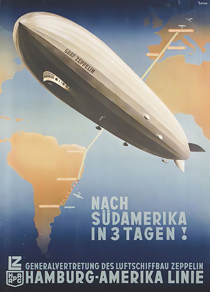 Hamburg America Zeppelin Line Vintage Poster art print by Vintage Travel Poster for $57.95 CAD