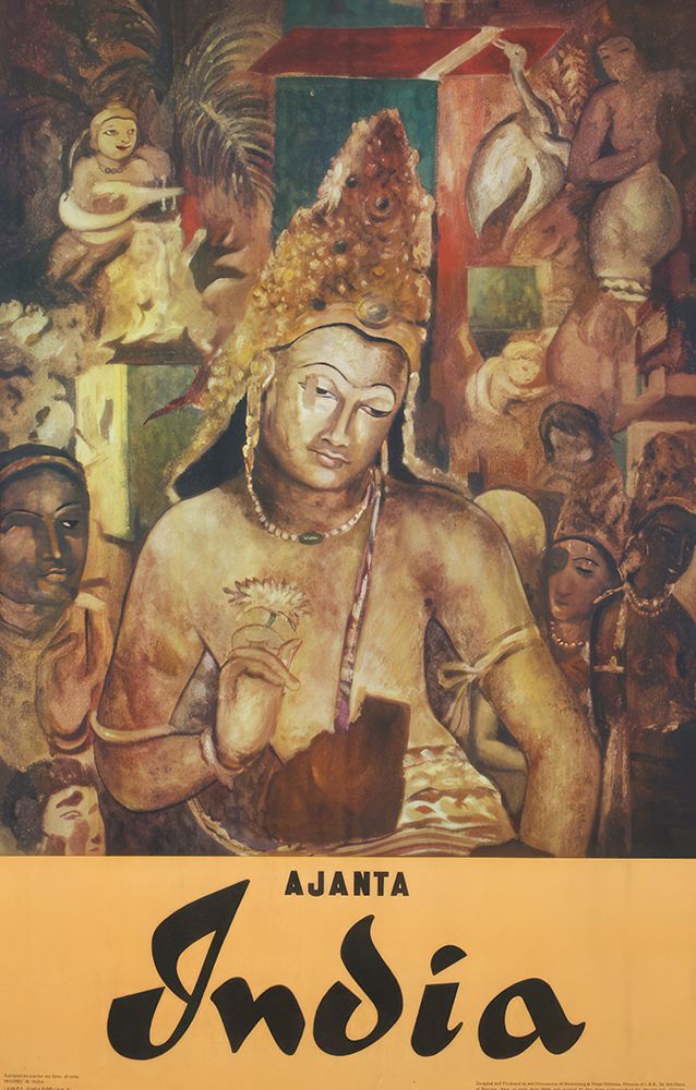 India Ajanta Vintage Travel Poster art print by Vintage Travel Poster for $57.95 CAD
