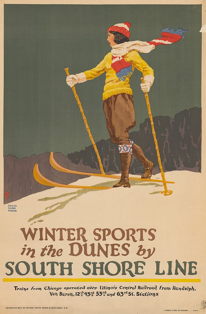 Indiana South Shore Line Vintage Rail Ski Travel Poster art print by Vintage Travel Poster for $57.95 CAD
