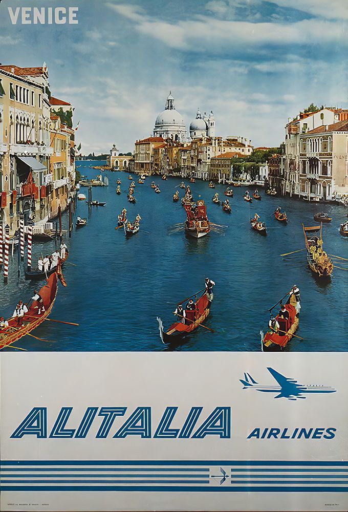 Italy Venice Mid Century Vintage Airline Travel Poster art print by Vintage Travel Poster for $57.95 CAD