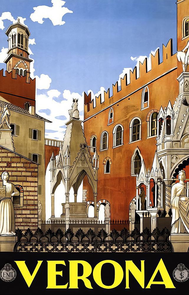 Italy Verona Vintage Travel Poster art print by Vintage Travel Poster for $57.95 CAD