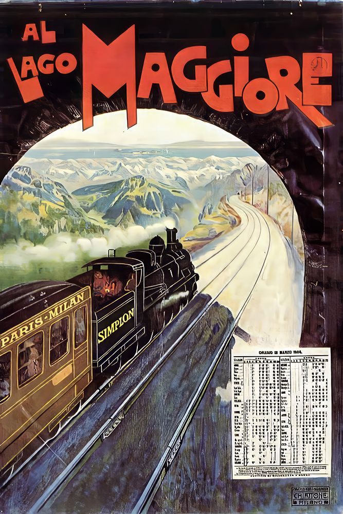 Lago Maggiore Vintage Steam Train Travel Poster 1906 art print by Vintage Travel Poster for $57.95 CAD