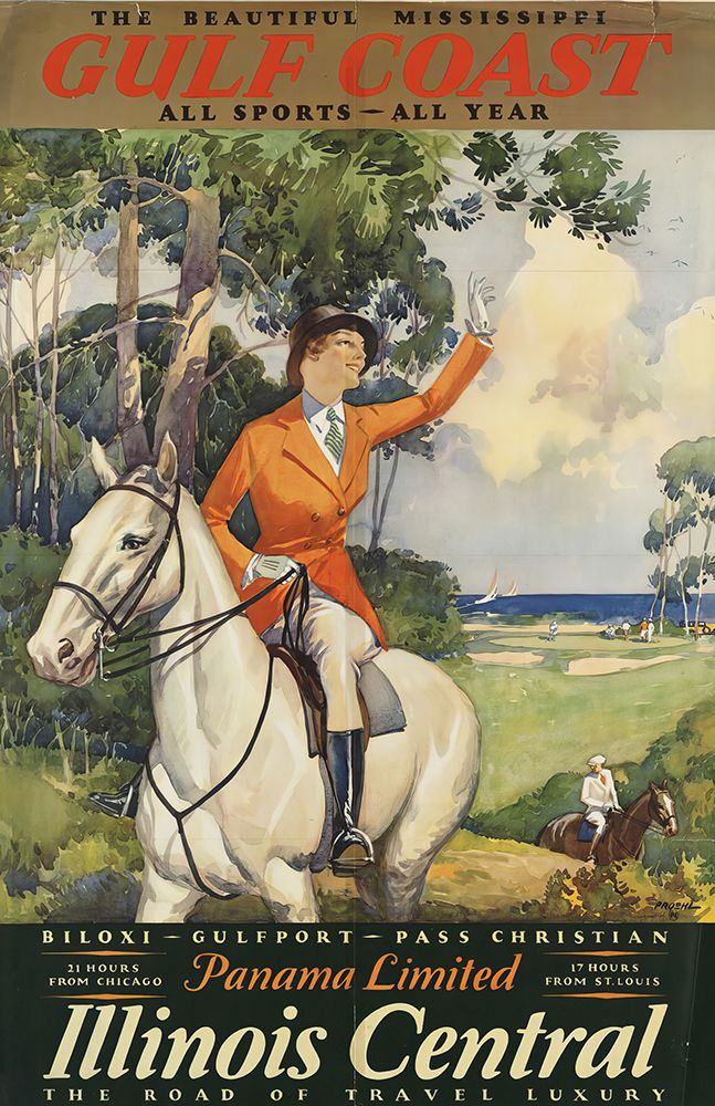 Mississippi Gulf Coast Horse Rider Vintage Travel Poster art print by Vintage Travel Poster for $57.95 CAD