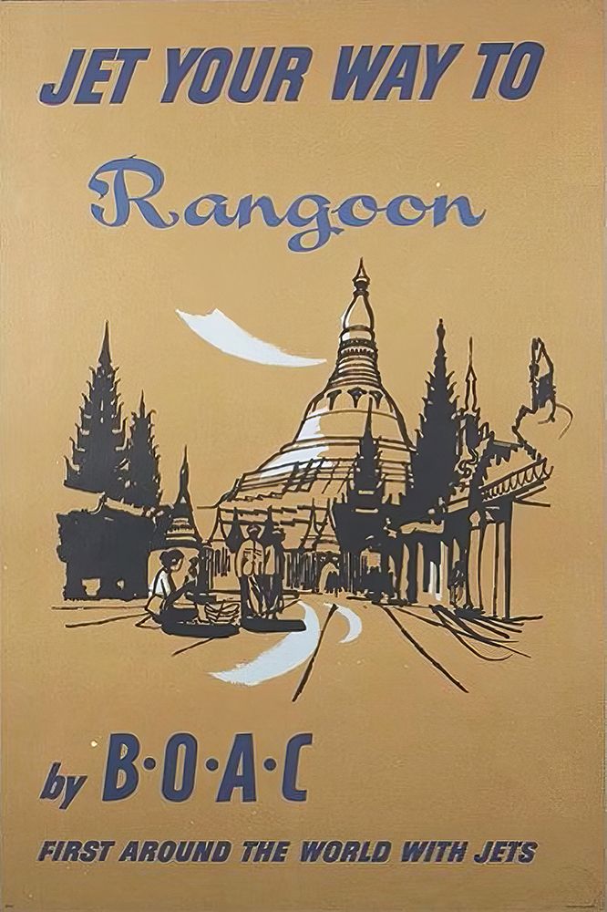 Myanmar Rangoon Vintage Air Travel Poster art print by Vintage Travel Poster for $57.95 CAD
