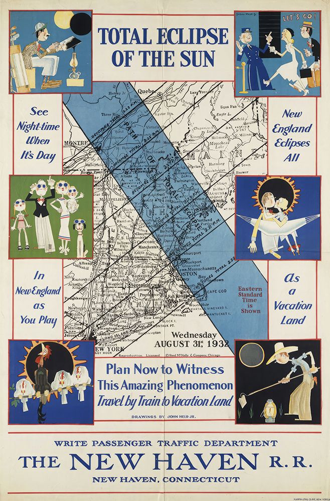 New England Total Eclipse Vintage Travel Poster 1932 art print by Vintage Travel Poster for $57.95 CAD