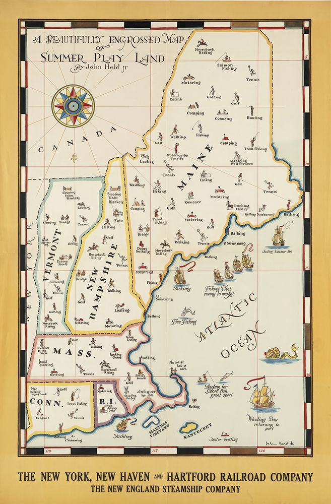 New England Map Vintage Railroad Poster art print by Vintage Travel Poster for $57.95 CAD