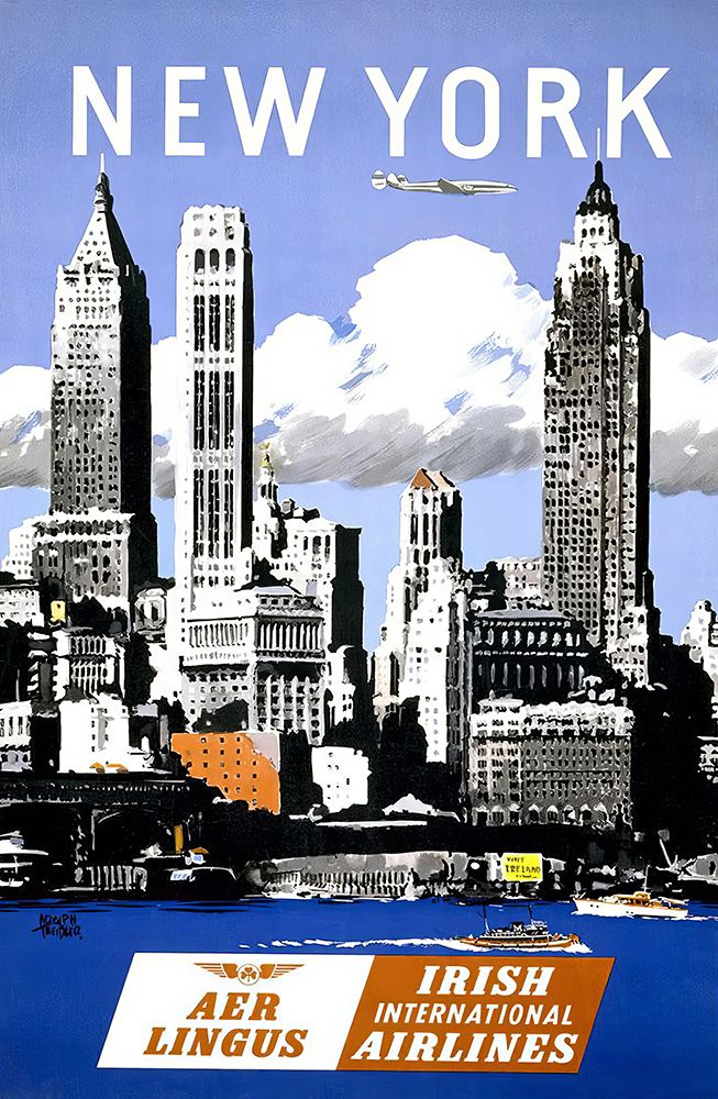 New York Vintage Airline Travel Poster art print by Vintage Travel Poster for $57.95 CAD