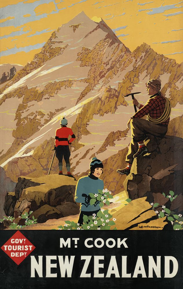 New Zealand Mt Cook Vintage Travel Poster art print by Vintage Travel Poster for $57.95 CAD