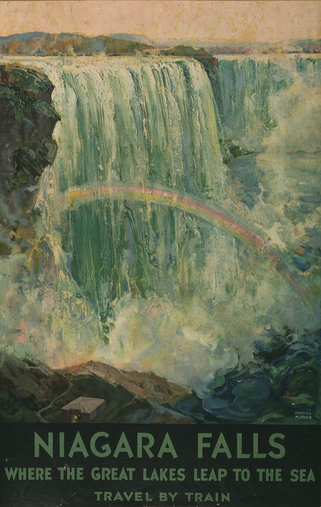 Niagara Falls, where the Great Lakes leap to the sea. Travel by train Fredric C. Madan art print by Vintage Travel Poster for $57.95 CAD