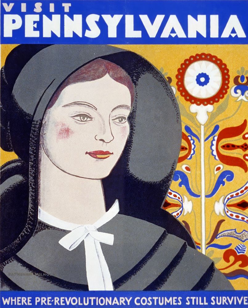 Pennsylvania Pre Revolutionary Costumes Vintage Travel Poster art print by Vintage Travel Poster for $57.95 CAD
