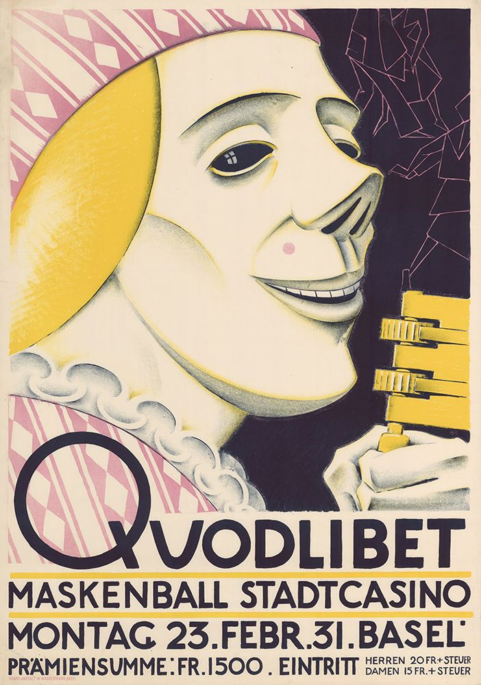 Switzerland, a masked ball organized by the Quodlibet association, 1931 by Burkhard Mangold art print by Vintage Travel Poster for $57.95 CAD