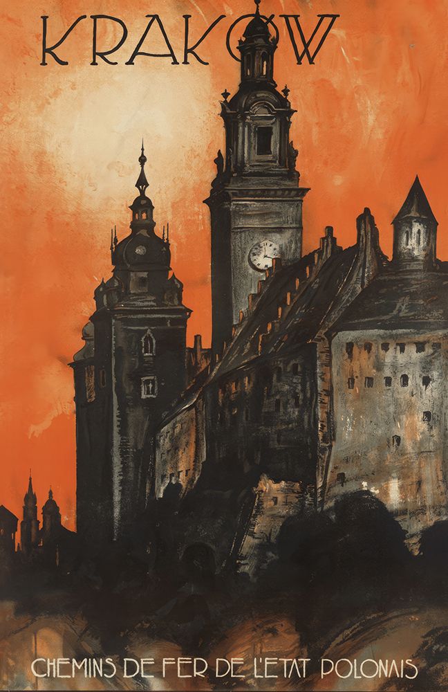 Poland Krakow Vintage Travel Poster art print by Vintage Travel Poster for $57.95 CAD