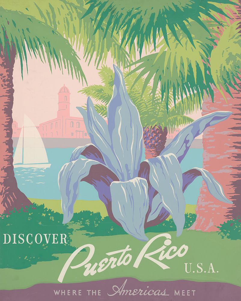 Puerto Rico Where the Americas Meet Vintage Travel Poster art print by Vintage Travel Poster for $57.95 CAD