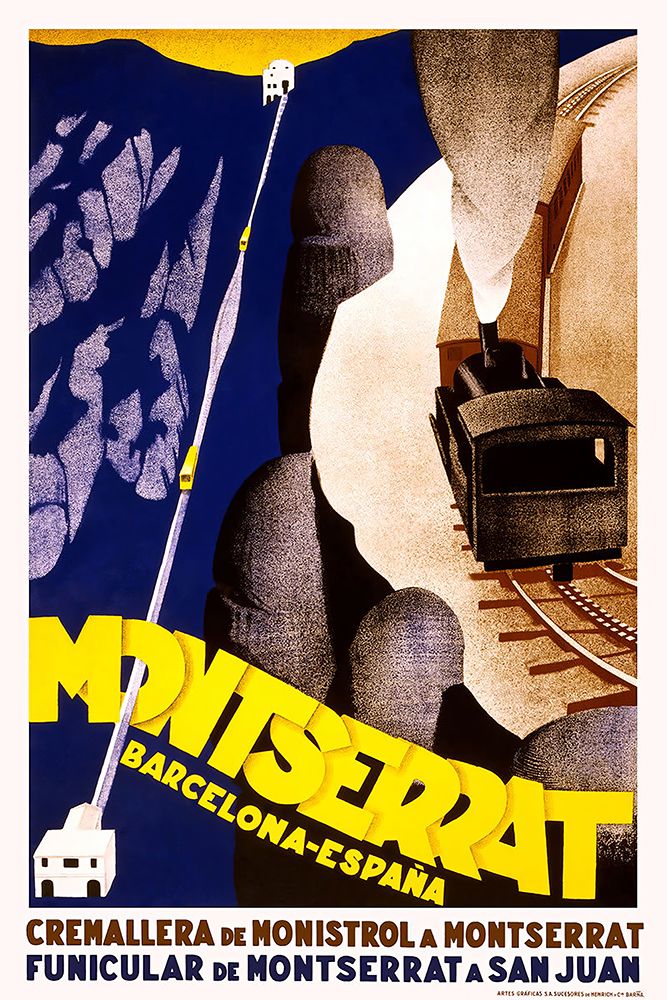Spain Montserrat Vintage Travel Poster art print by Vintage Travel Poster for $57.95 CAD