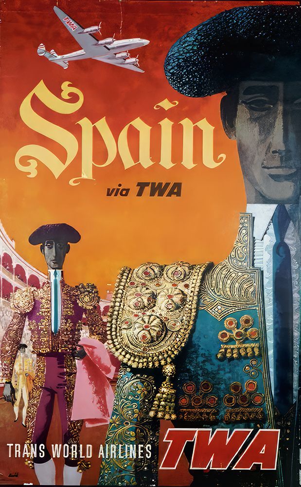 Spain Vintage Airline Travel Poster art print by Vintage Travel Poster for $57.95 CAD