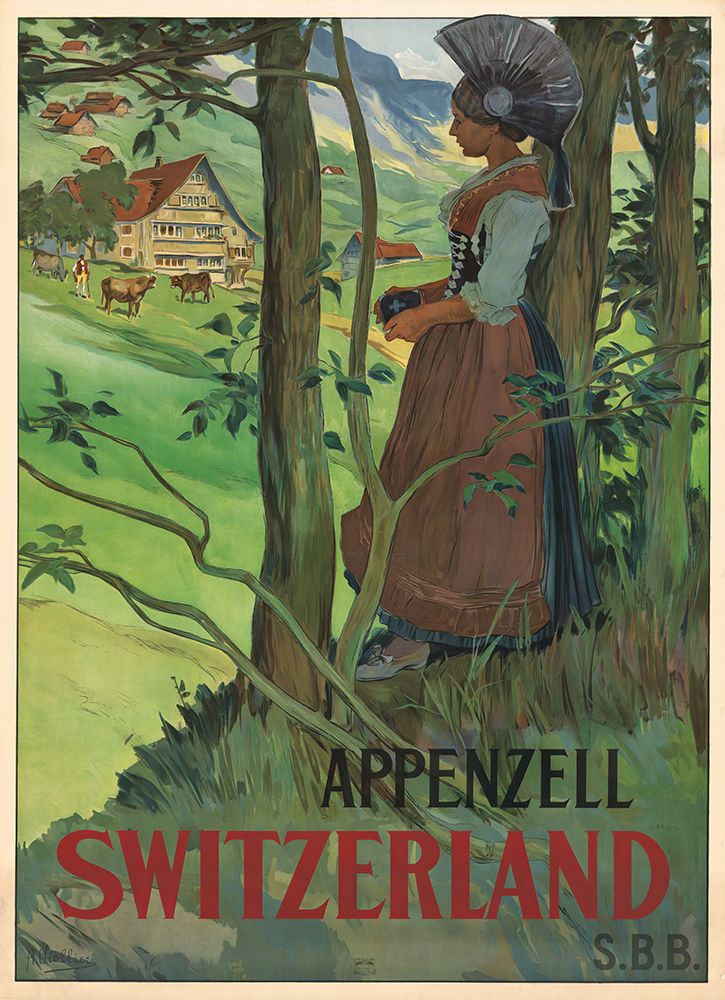 Switzerland Appenzell Vintage Travel Poster art print by Vintage Travel Poster for $57.95 CAD