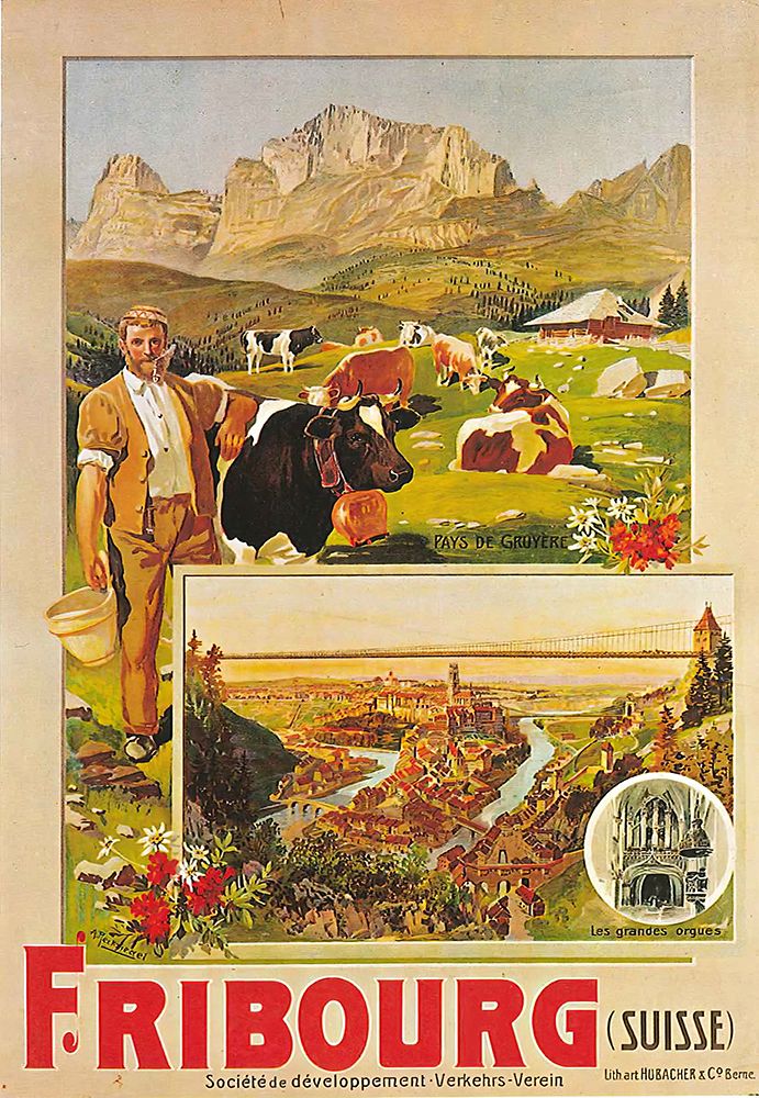 Switzerland Fribourg Vintage Travel Poster art print by Vintage Travel Poster for $57.95 CAD