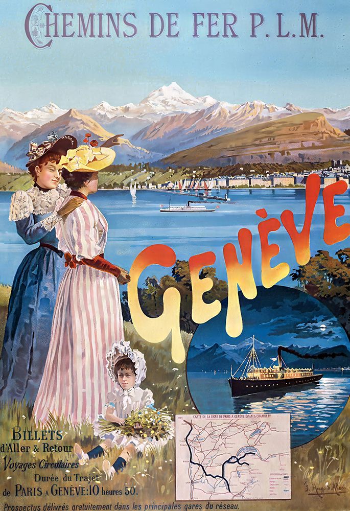 Switzerland Geneva Vintage Travel Poster art print by Vintage Travel Poster for $57.95 CAD