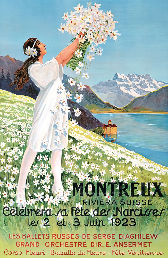 Switzerland Montreux Vintage Travel Poster 1923 art print by Vintage Travel Poster for $57.95 CAD