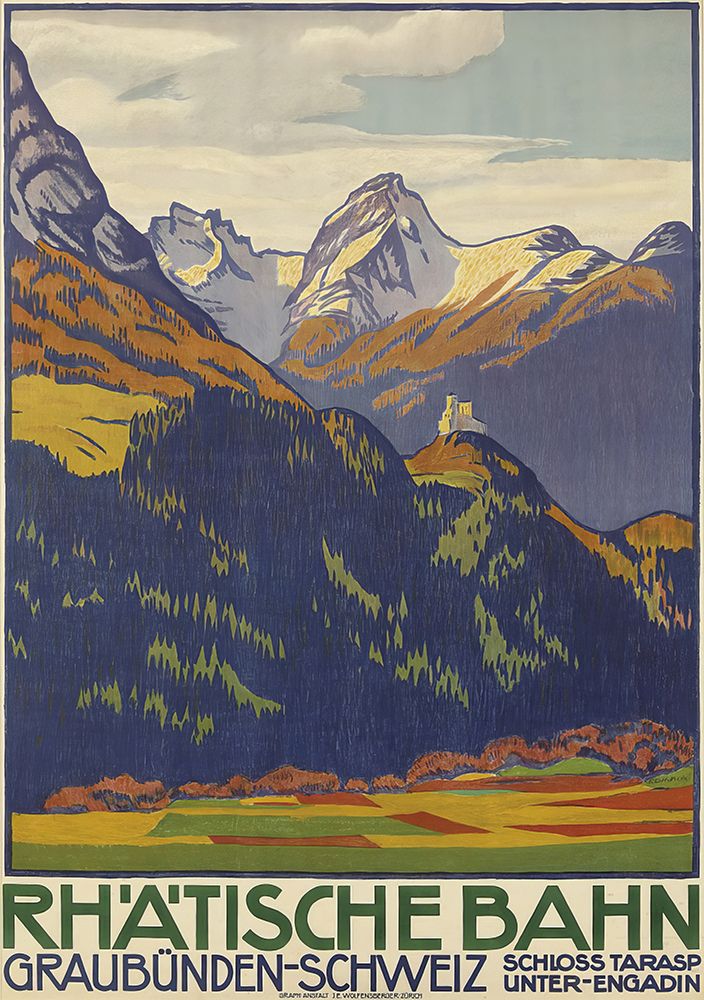 Switzerland Rhatische Bahn Railway Vintage Travel Poster art print by Vintage Travel Poster for $57.95 CAD