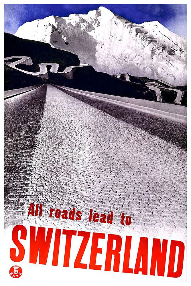Switzerland Roads Vintage Travel Poster art print by Vintage Travel Poster for $57.95 CAD