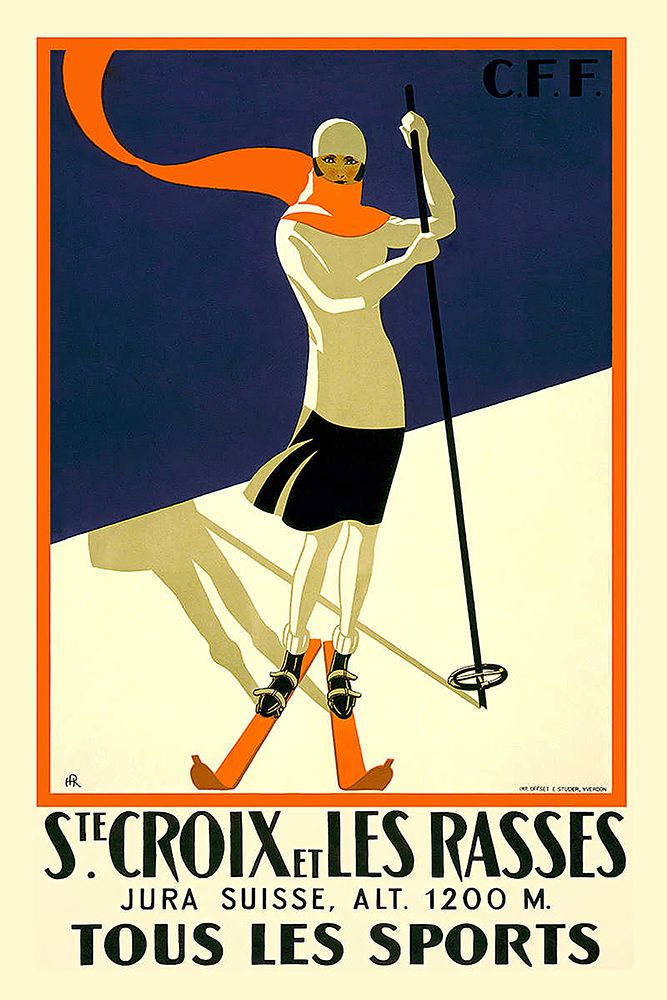 Switzerland St Croix Skiing Vintage Travel Poster art print by Vintage Travel Poster for $57.95 CAD