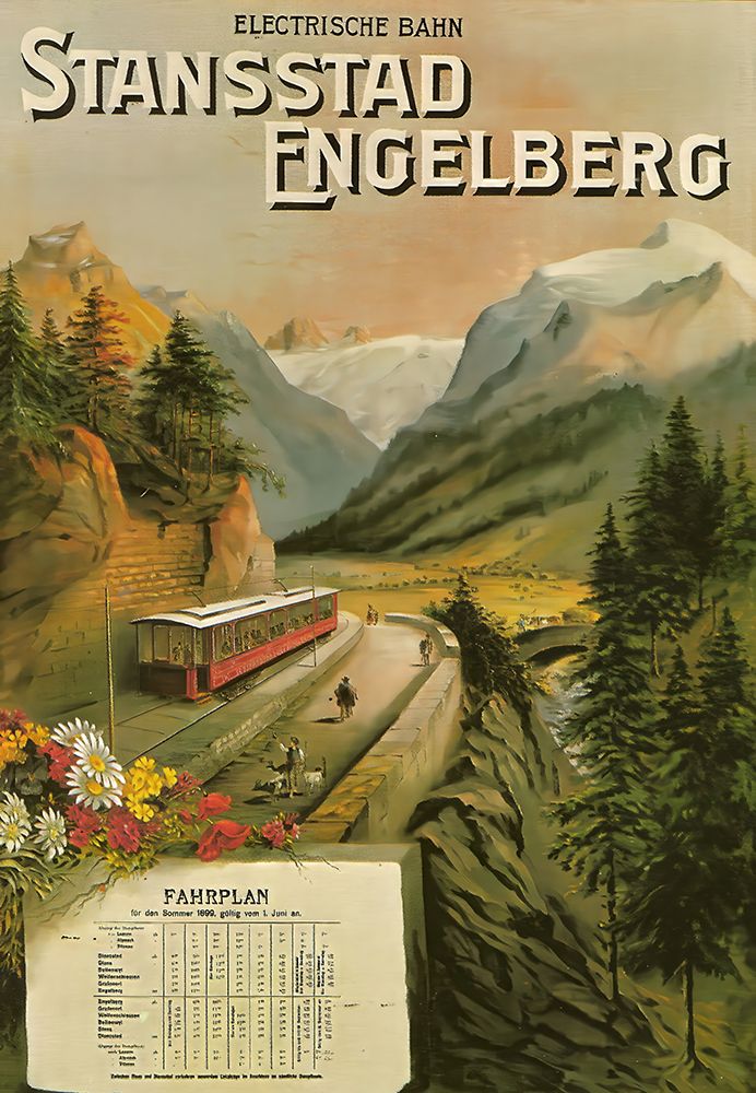 Switzerland Stansstad Engelberg Vintage Rail Travel Poster art print by Vintage Travel Poster for $57.95 CAD