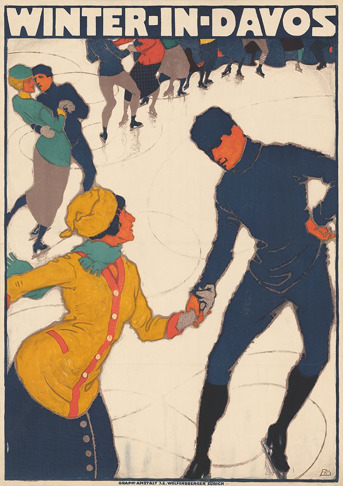 Switzerland Winter in Davos Vintage Travel Poster art print by Vintage Travel Poster for $57.95 CAD