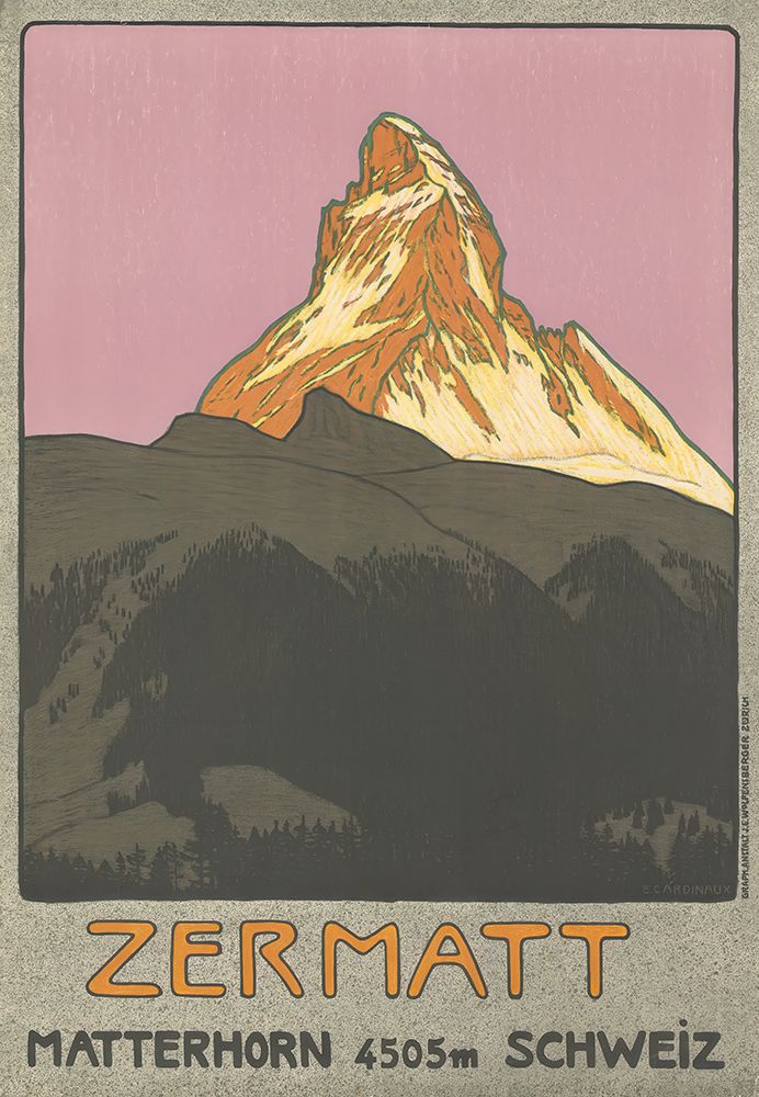 Switzerland Zermatt Matterhorn Vintage Travel Poster art print by Vintage Travel Poster for $57.95 CAD