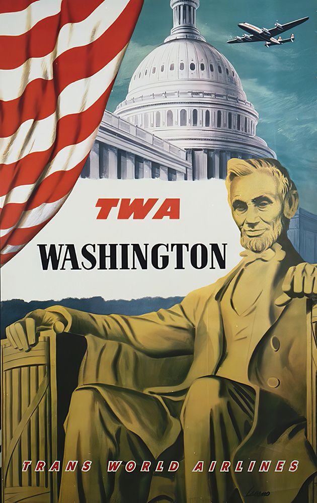 Washington DC Vintage Air Travel Poster art print by Vintage Travel Poster for $57.95 CAD