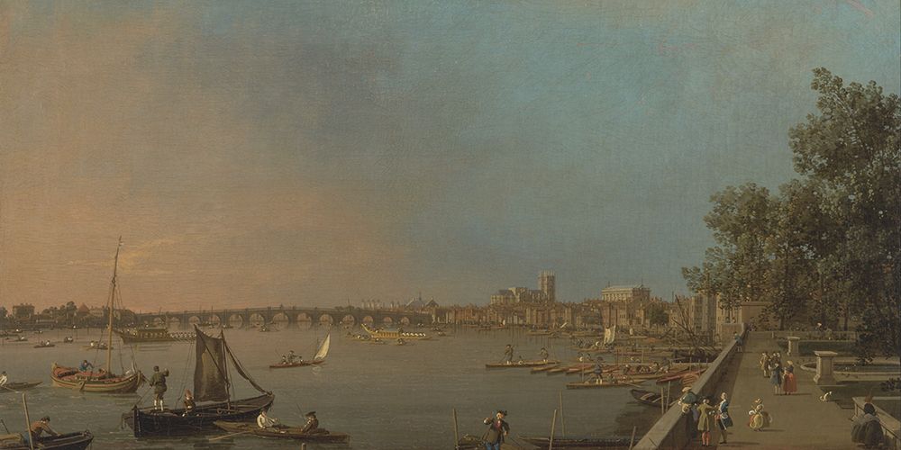 The Thames from the Terrace of Somerset House, Looking toward Westminster art print by Canaletto for $57.95 CAD