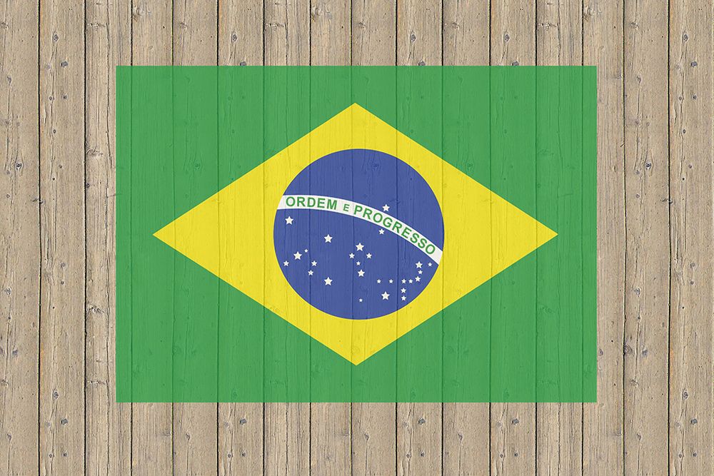 Brazil Flag Painted on a Wood Fence art print by Flags of the World for $57.95 CAD
