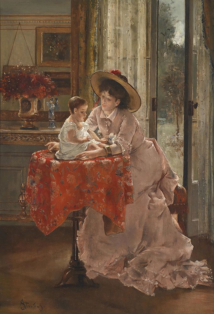 The happy mother art print by Alfred Stevens for $57.95 CAD