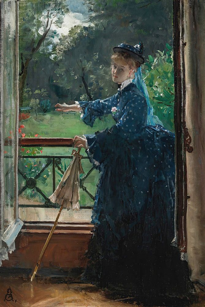 Woman on the balcony art print by Alfred Stevens for $57.95 CAD
