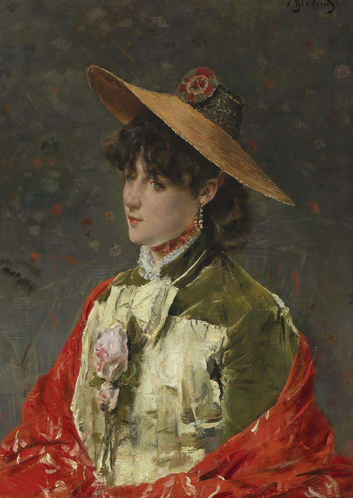 Woman in a Straw Hat art print by Alfred Stevens for $57.95 CAD