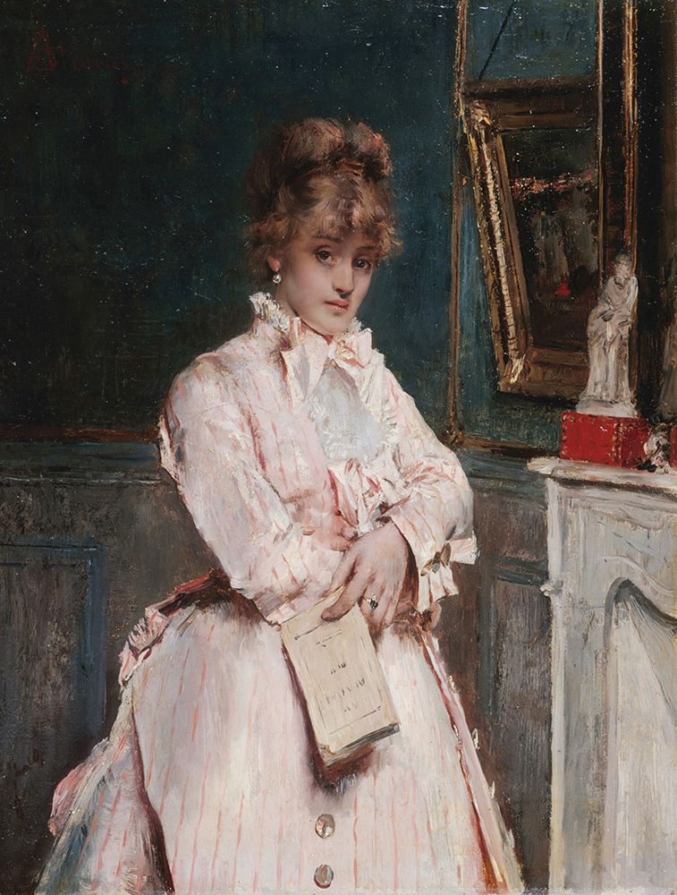 Young woman holding a book 1870 art print by Alfred Stevens for $57.95 CAD