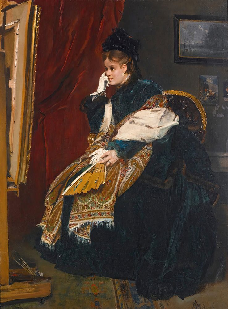 The woman in green in the workshop art print by Alfred Stevens for $57.95 CAD