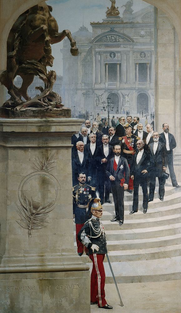 President Sadi Carnot surrounded by personalities of the Third Republic, in front of the Opera 1889 art print by Alfred Stevens for $57.95 CAD