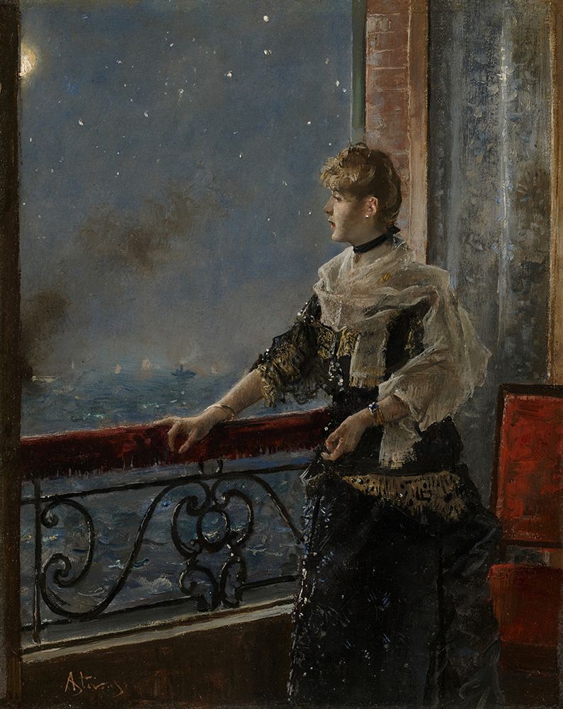 Moonlight, In the light of the moon 1885 art print by Alfred Stevens for $57.95 CAD