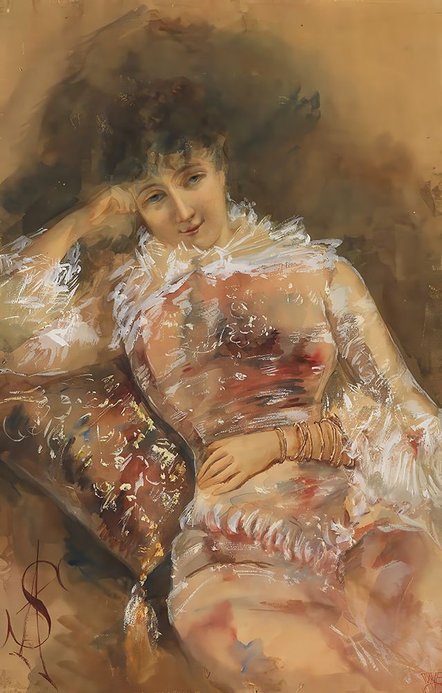 Portrait of Sarah Bernhardt 1880 art print by Alfred Stevens for $57.95 CAD