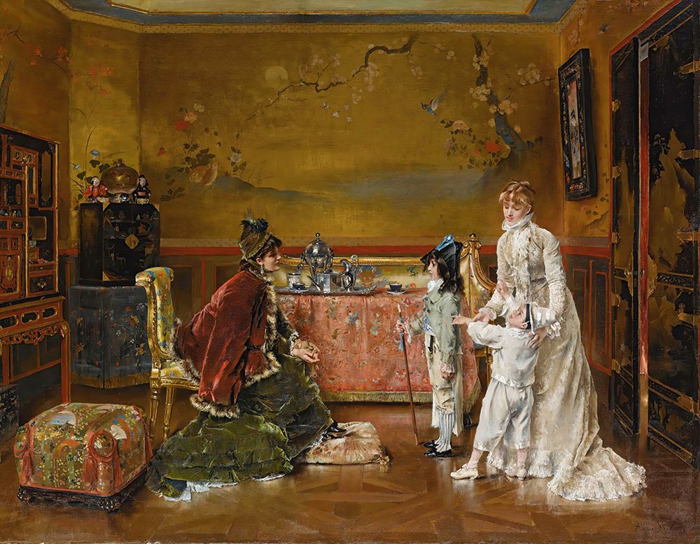 Ready for the fancy dress ball 1879 art print by Alfred Stevens for $57.95 CAD