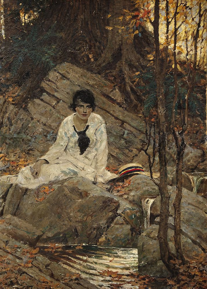 Seated Woman With a Hat 1917 art print by Dean Cornwell for $57.95 CAD