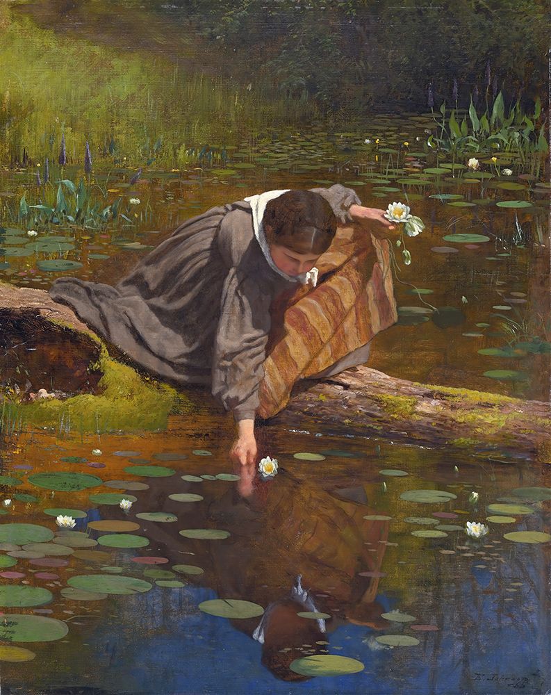 Gathering Lilies 1865 art print by Eastman Johnson for $57.95 CAD