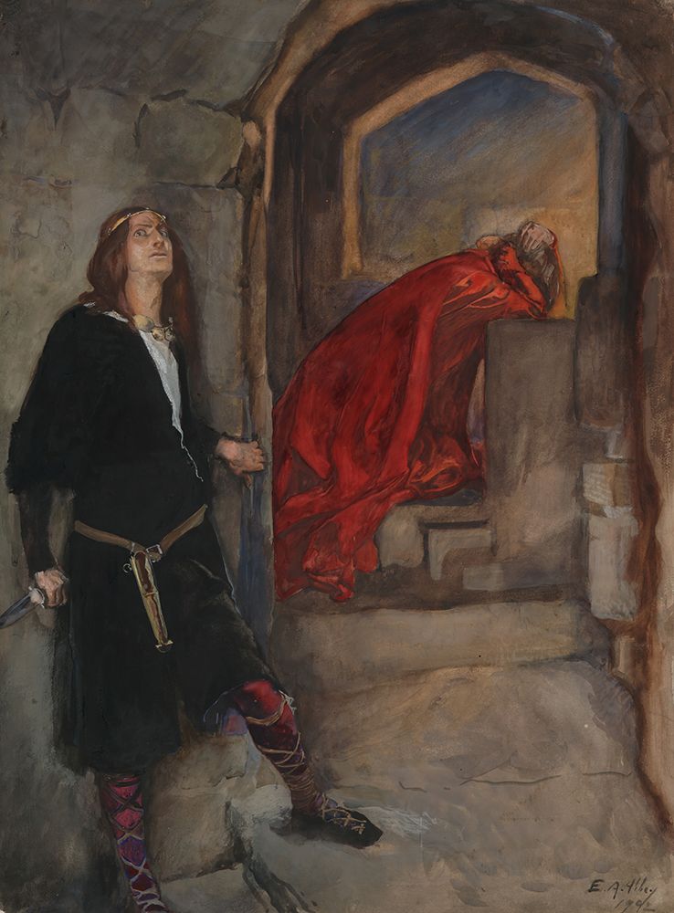 Hamlet Now I might do it pat, now he is praying, Act III, Scene iii, Hamlet 1902 art print by Edwin Austin Abbey for $57.95 CAD