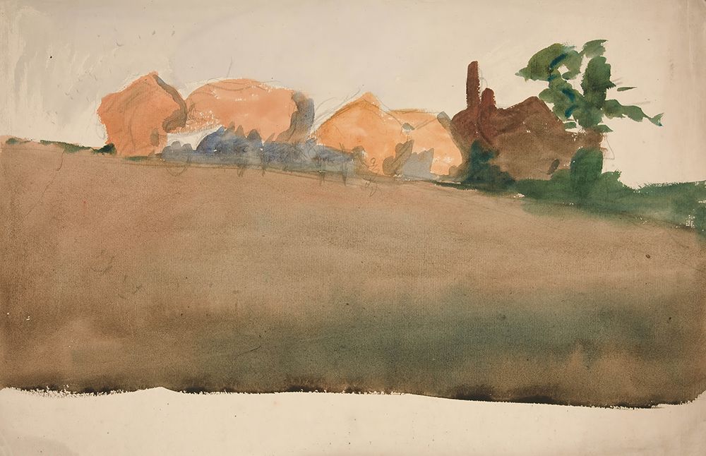 Landscape with houses in distance art print by Edwin Austin Abbey for $57.95 CAD