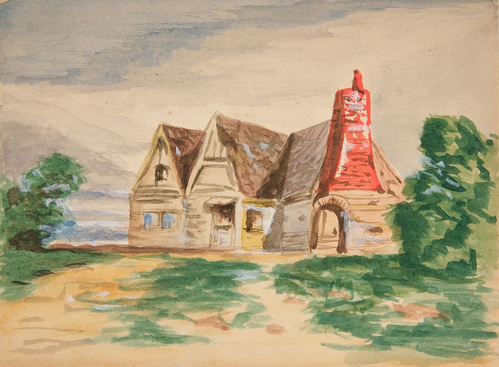 Sketch of a country cottage art print by Edwin Austin Abbey for $57.95 CAD